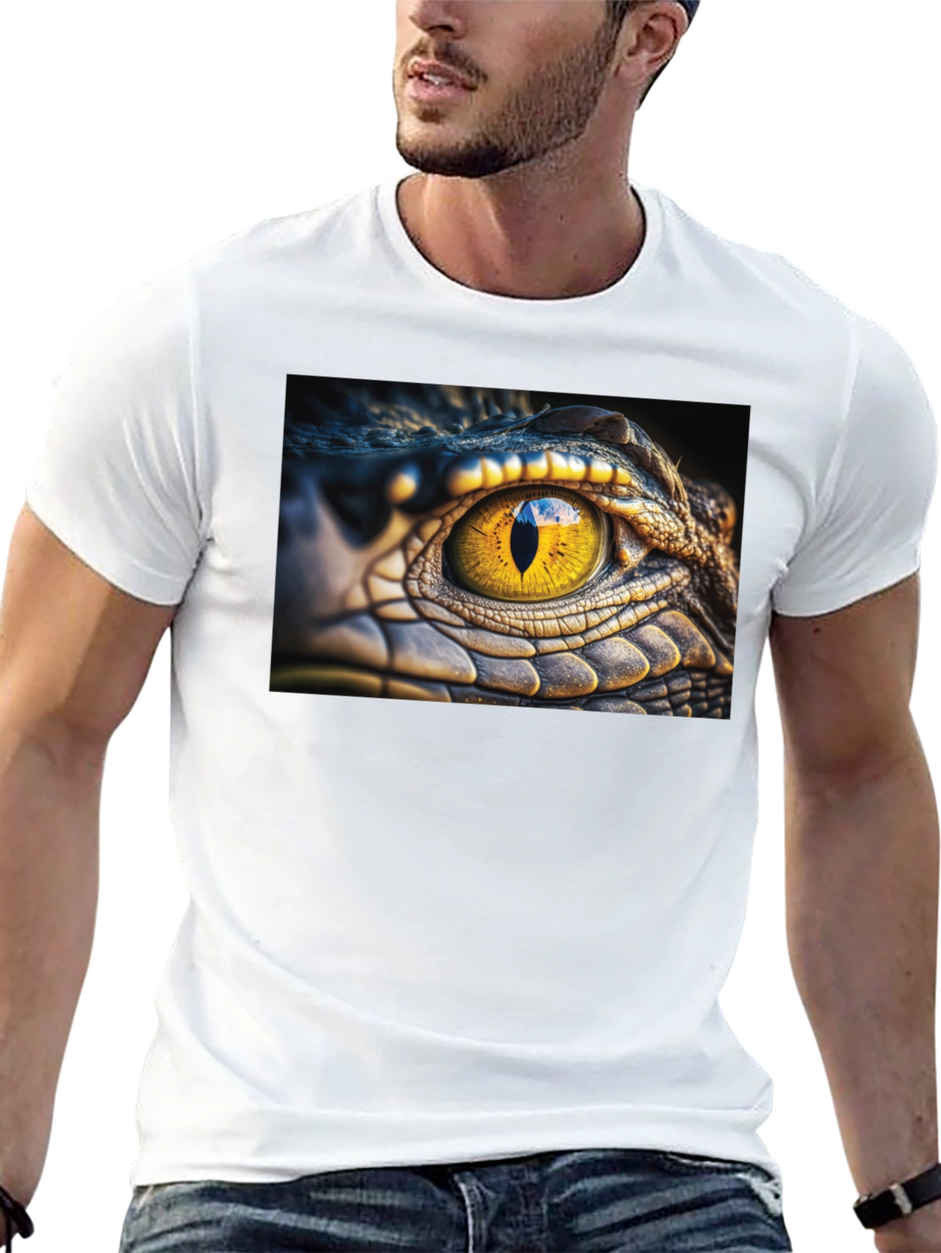 Crocodile Eye Graphic T-Shirt - Unique Animal Print