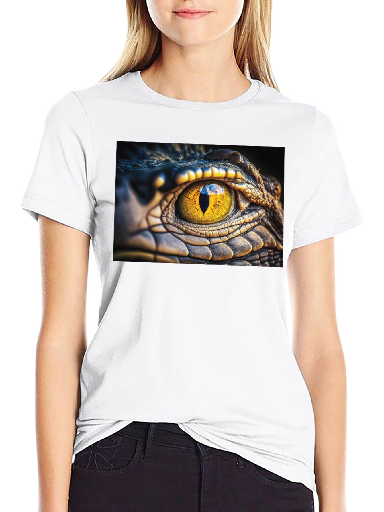 Crocodile Eye Graphic T-Shirt - Unique Animal Print