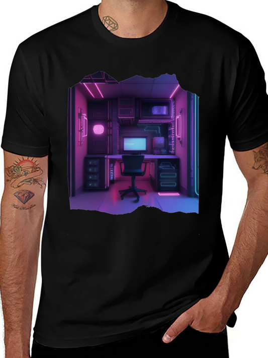 Cyberpunk Gaming Room Black T-Shirt