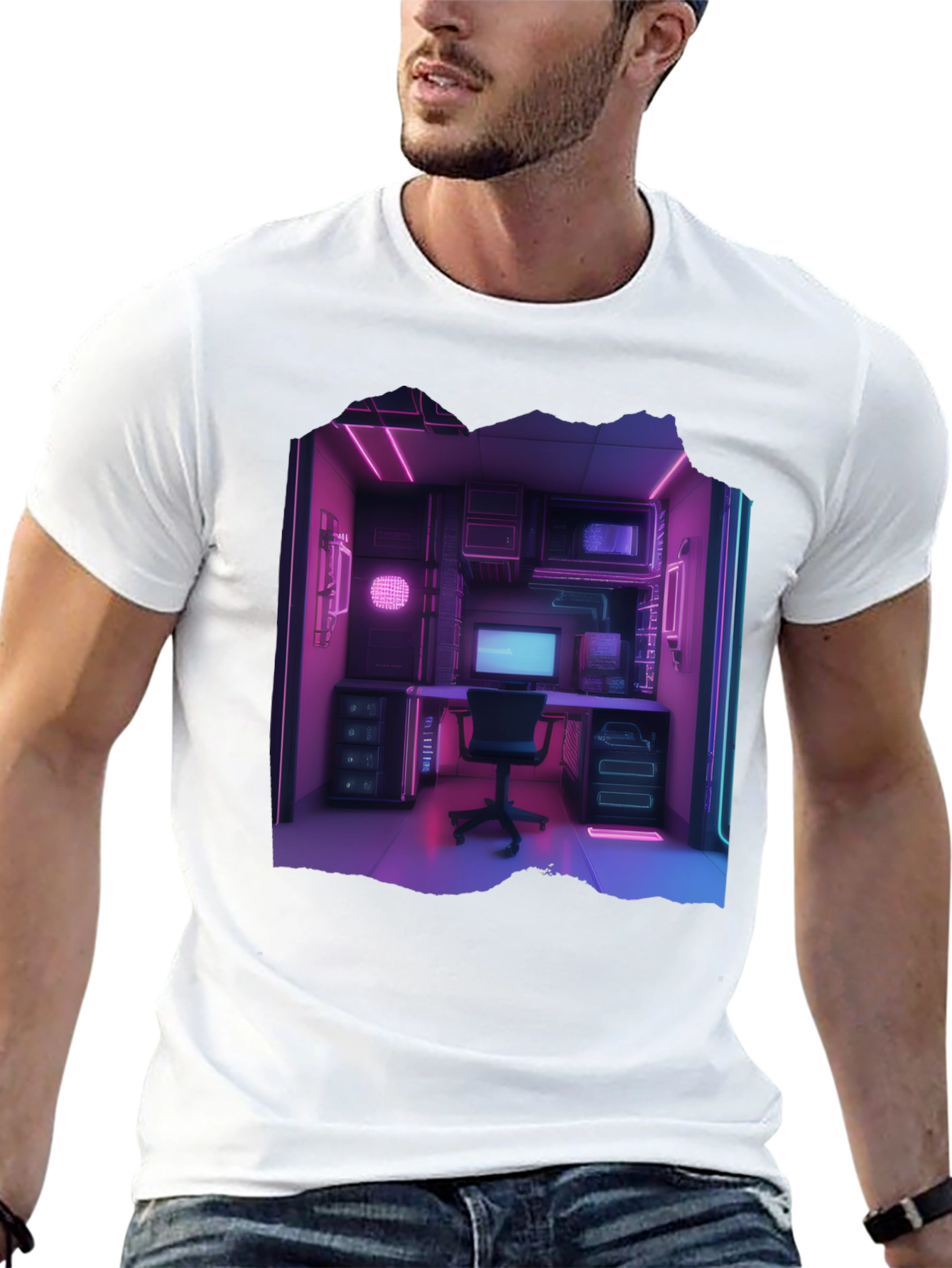 Cyberpunk Gaming Room Black T-Shirt