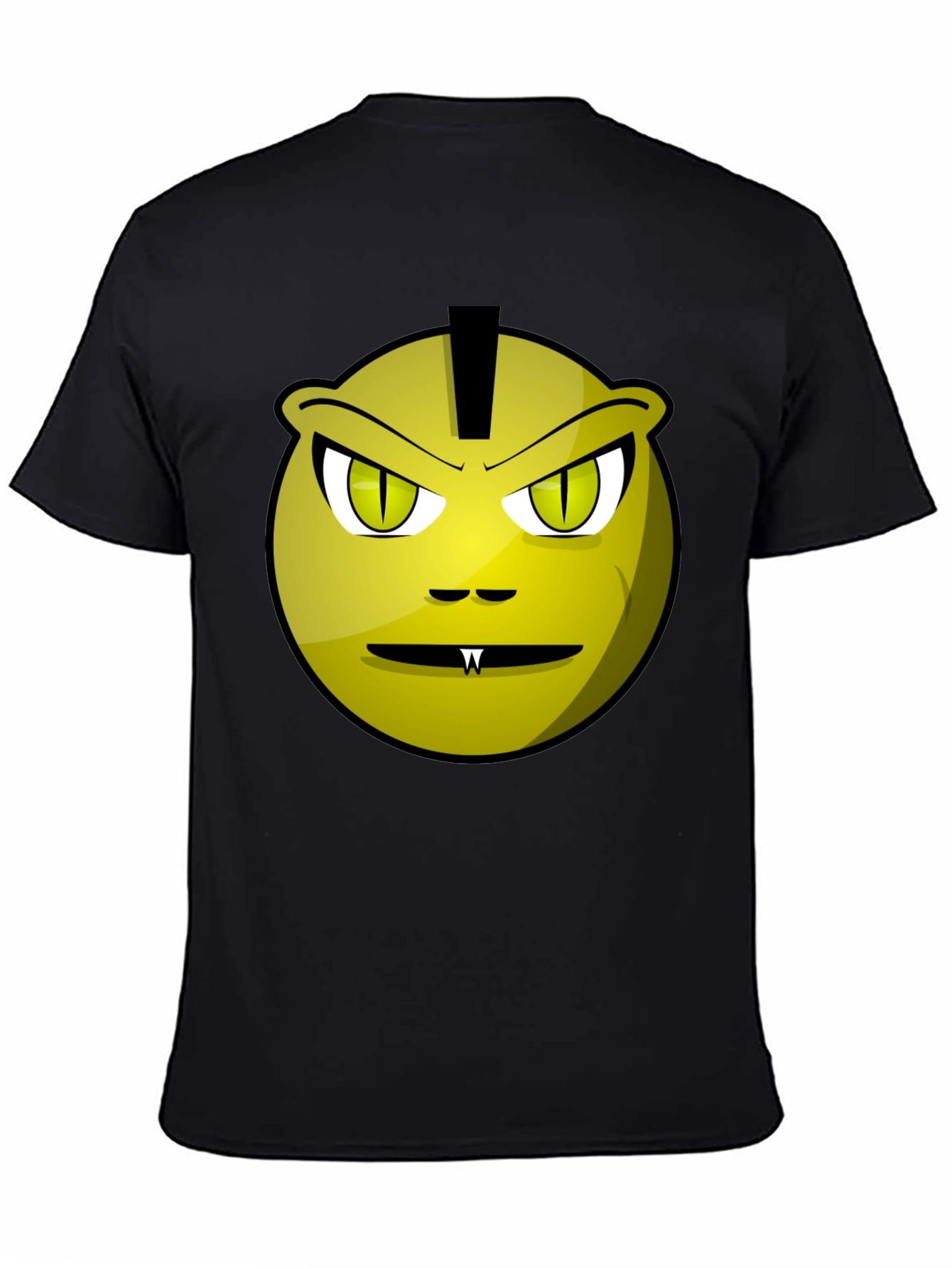 Funny Monster Face Graphic Tee - Black