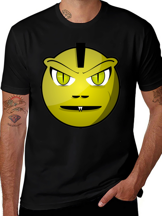 Funny Monster Face Graphic Tee - Black