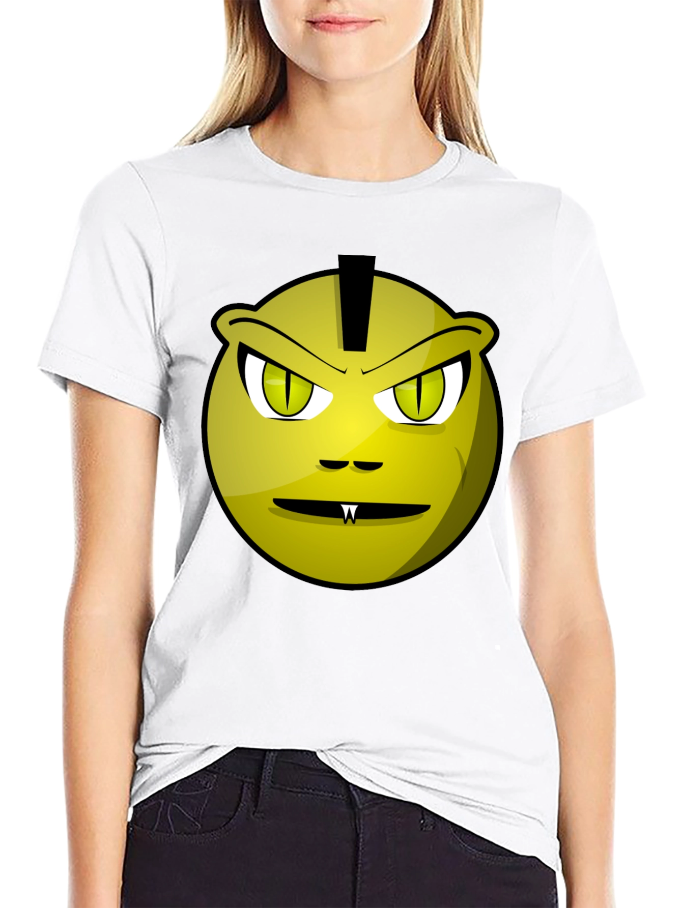 Funny Monster Face Graphic Tee - Black