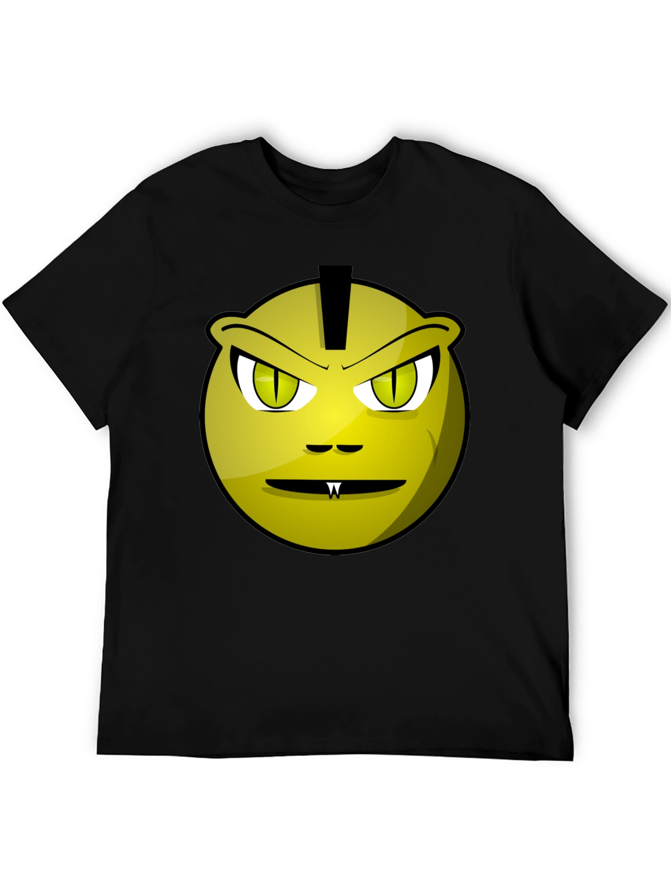 Funny Monster Face Graphic Tee - Black