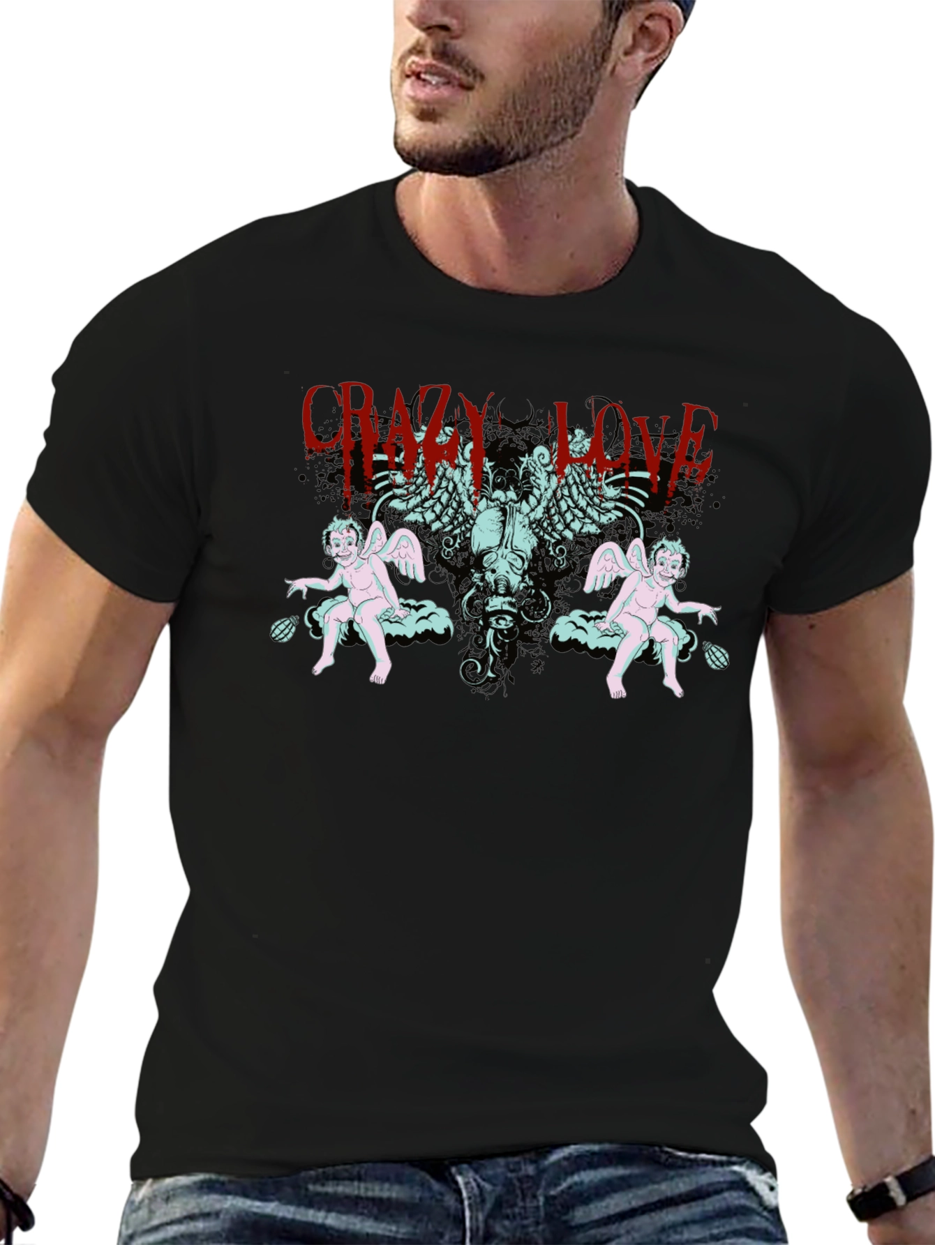 Crazy Love Graphic Tee - Skull & Cherubs