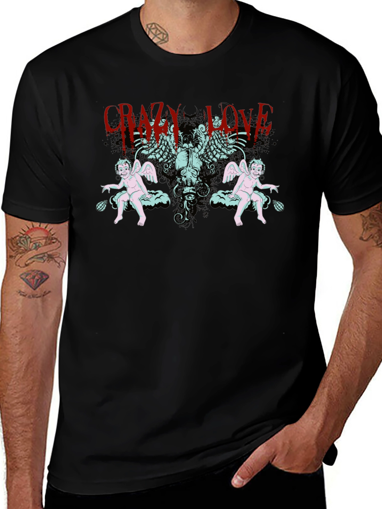 Crazy Love Graphic Tee - Skull & Cherubs