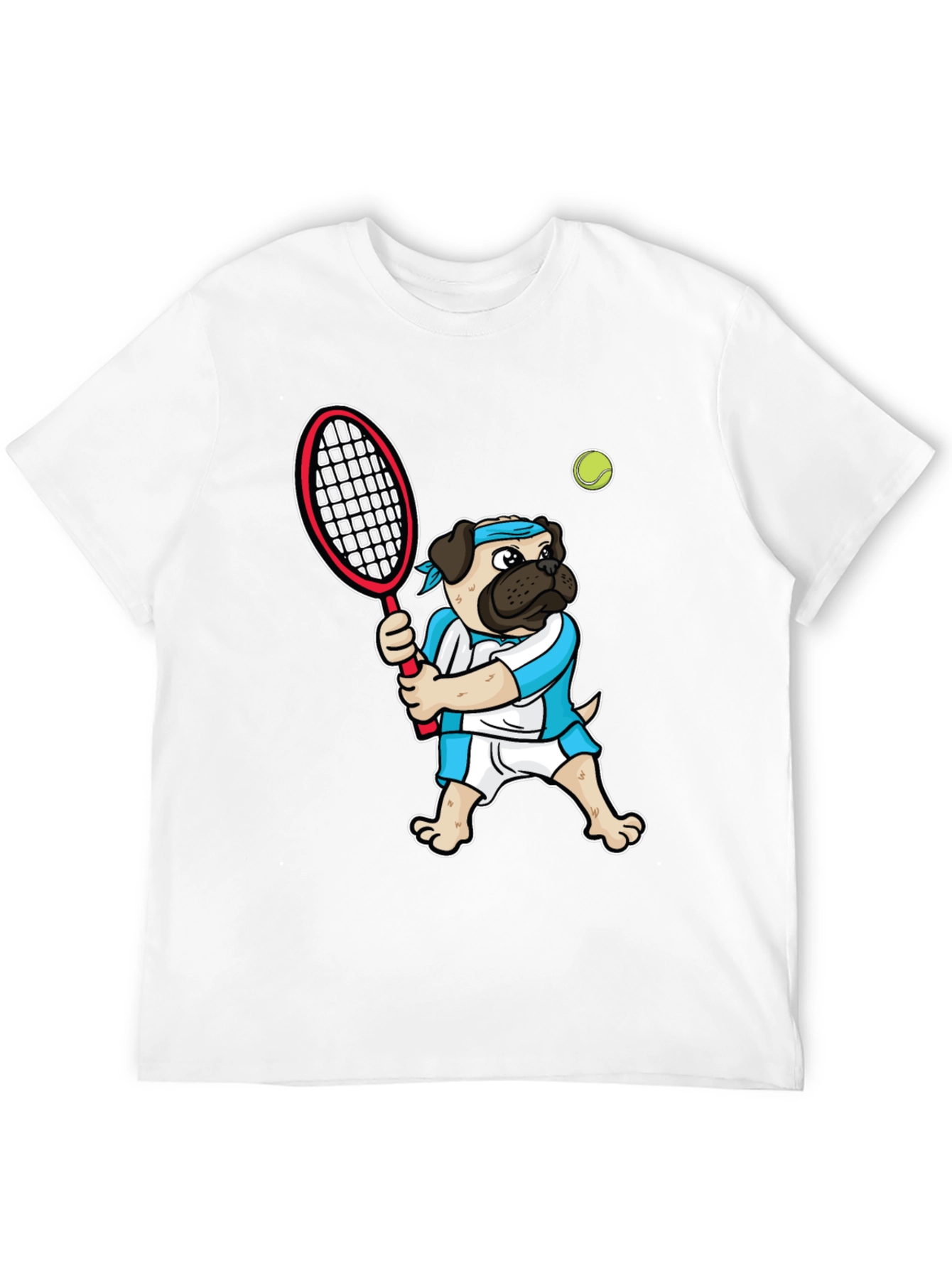Pug Tennis Player Graphic T-Shirt