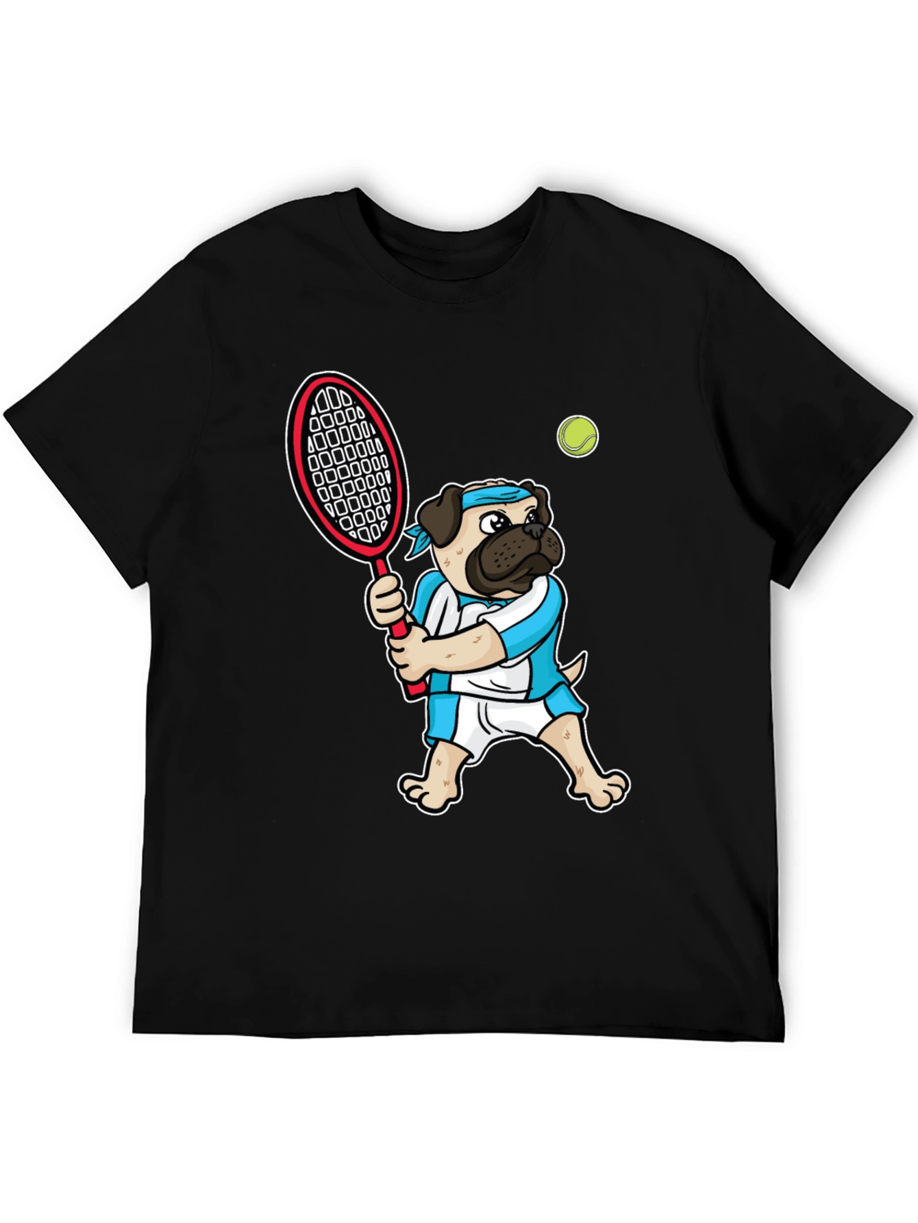 Pug Tennis Player Graphic T-Shirt