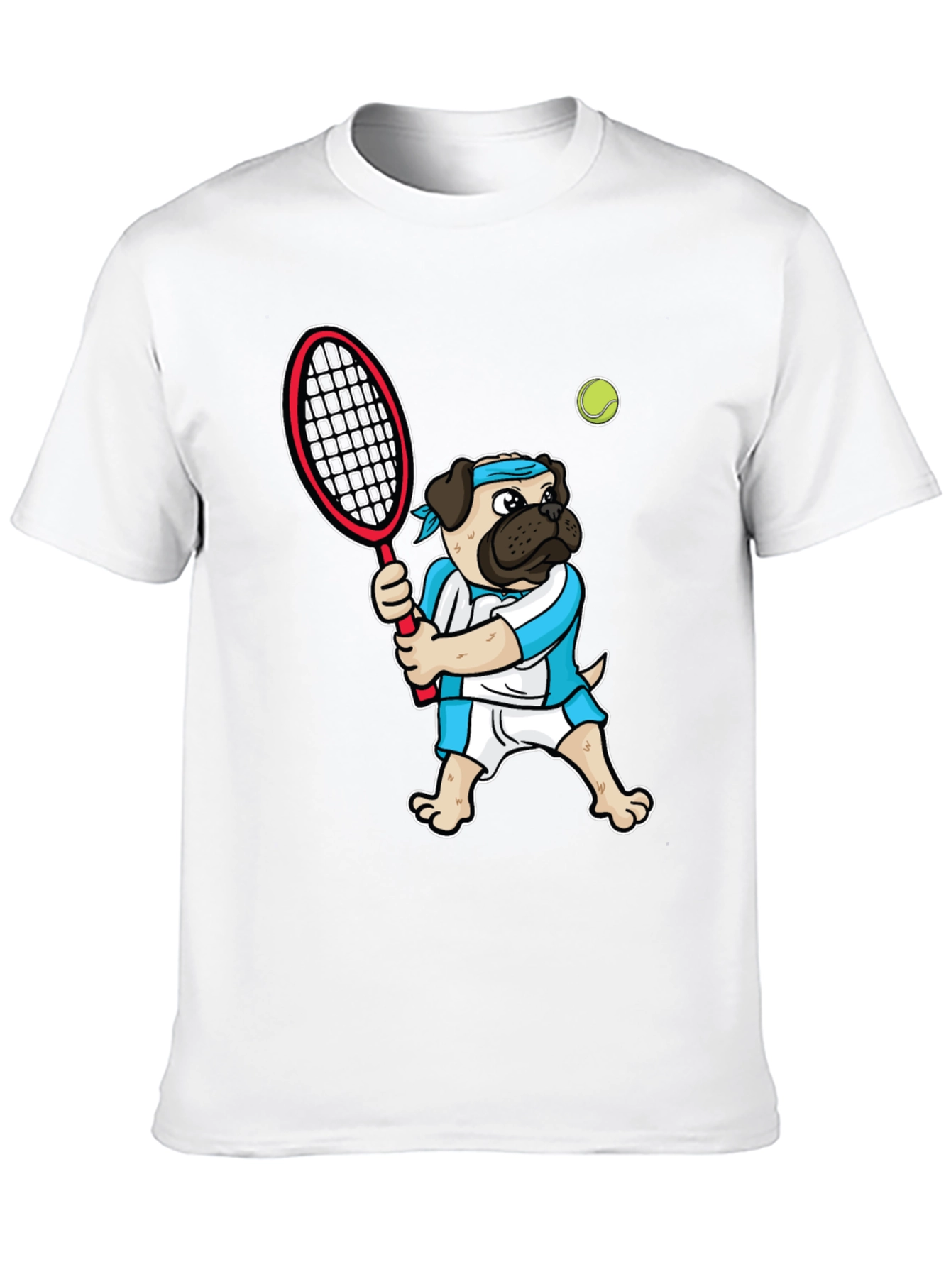 Pug Tennis Player Graphic T-Shirt