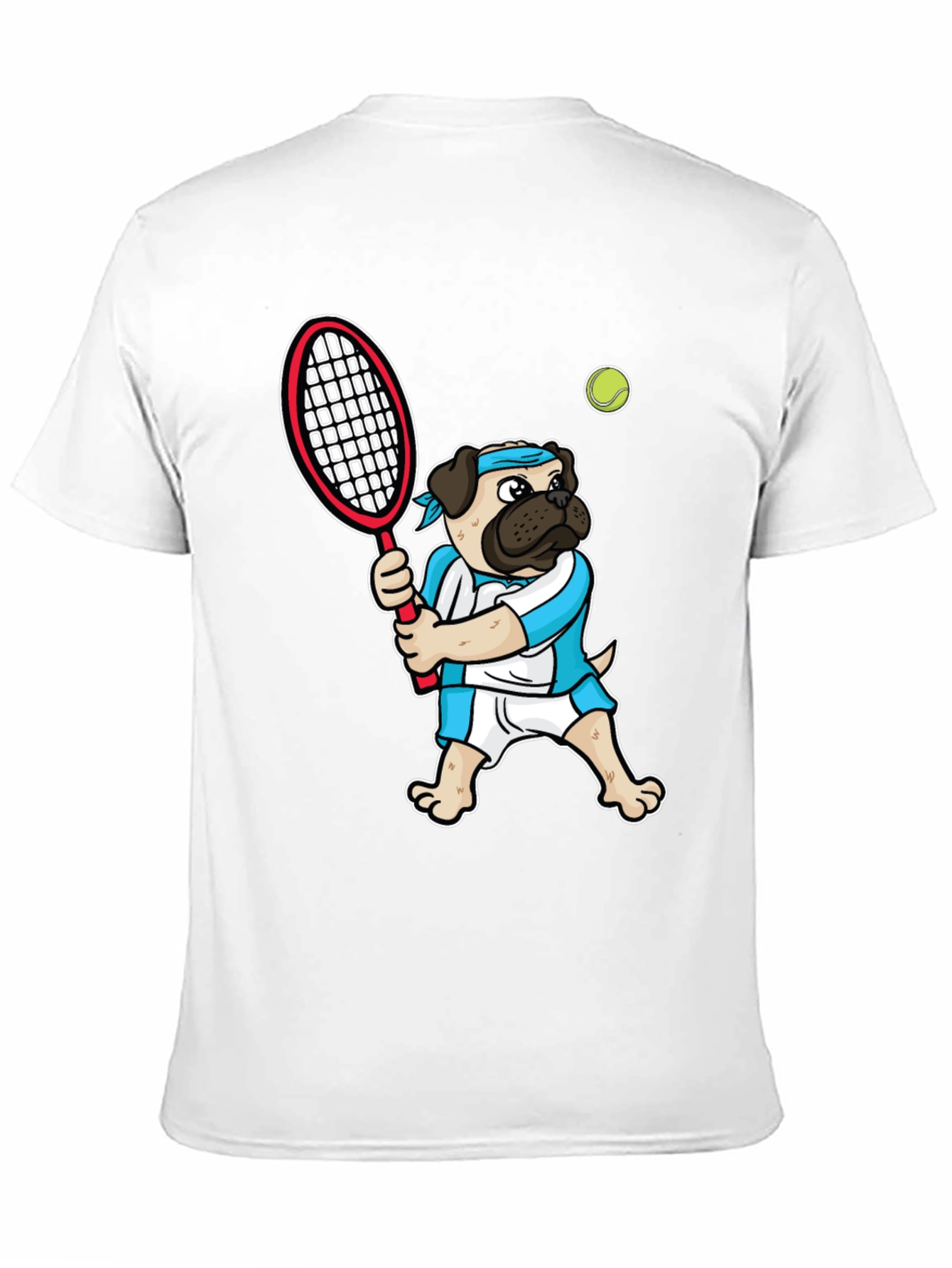 Pug Tennis Player Graphic T-Shirt