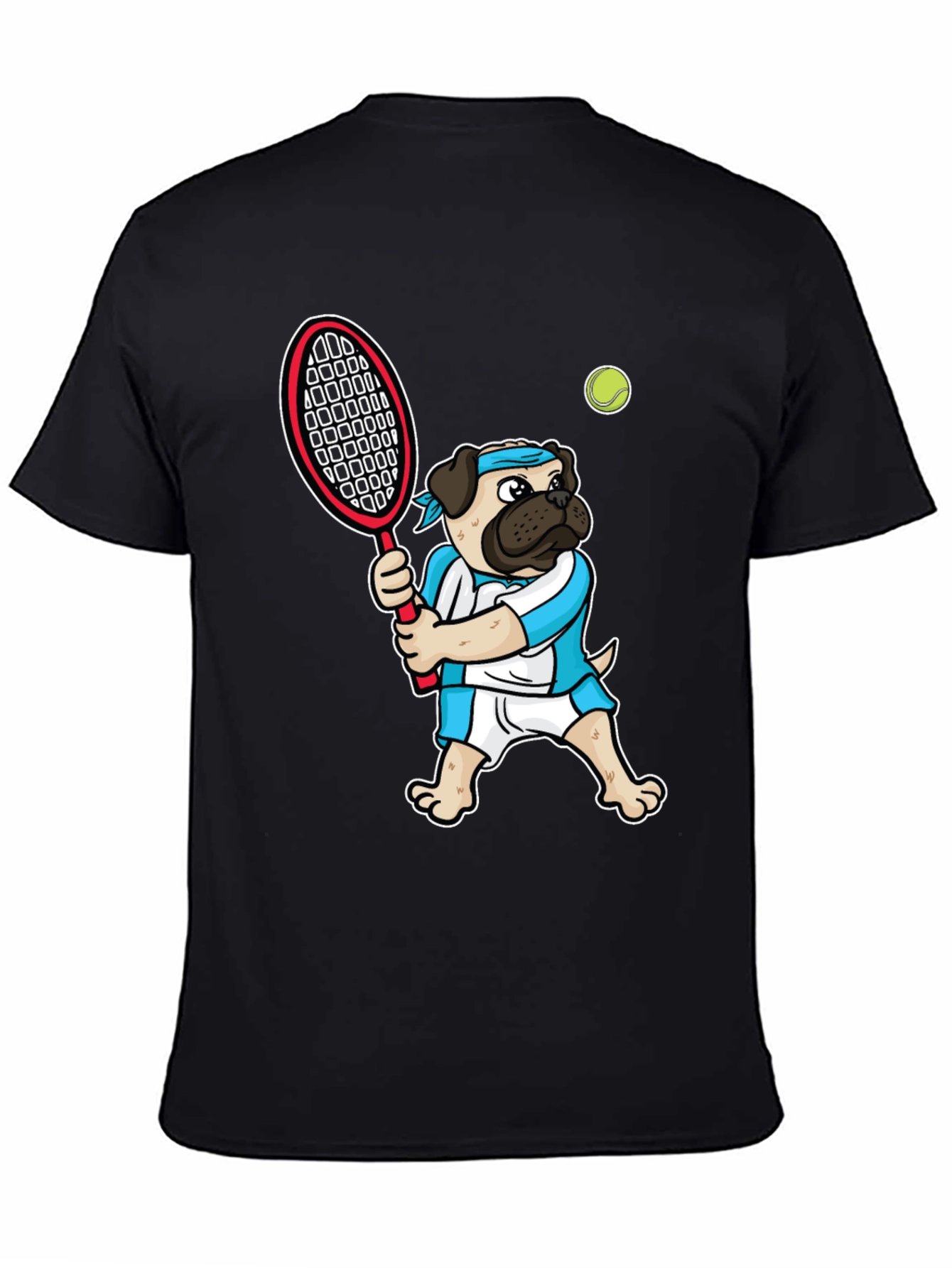Pug Tennis Player Graphic T-Shirt