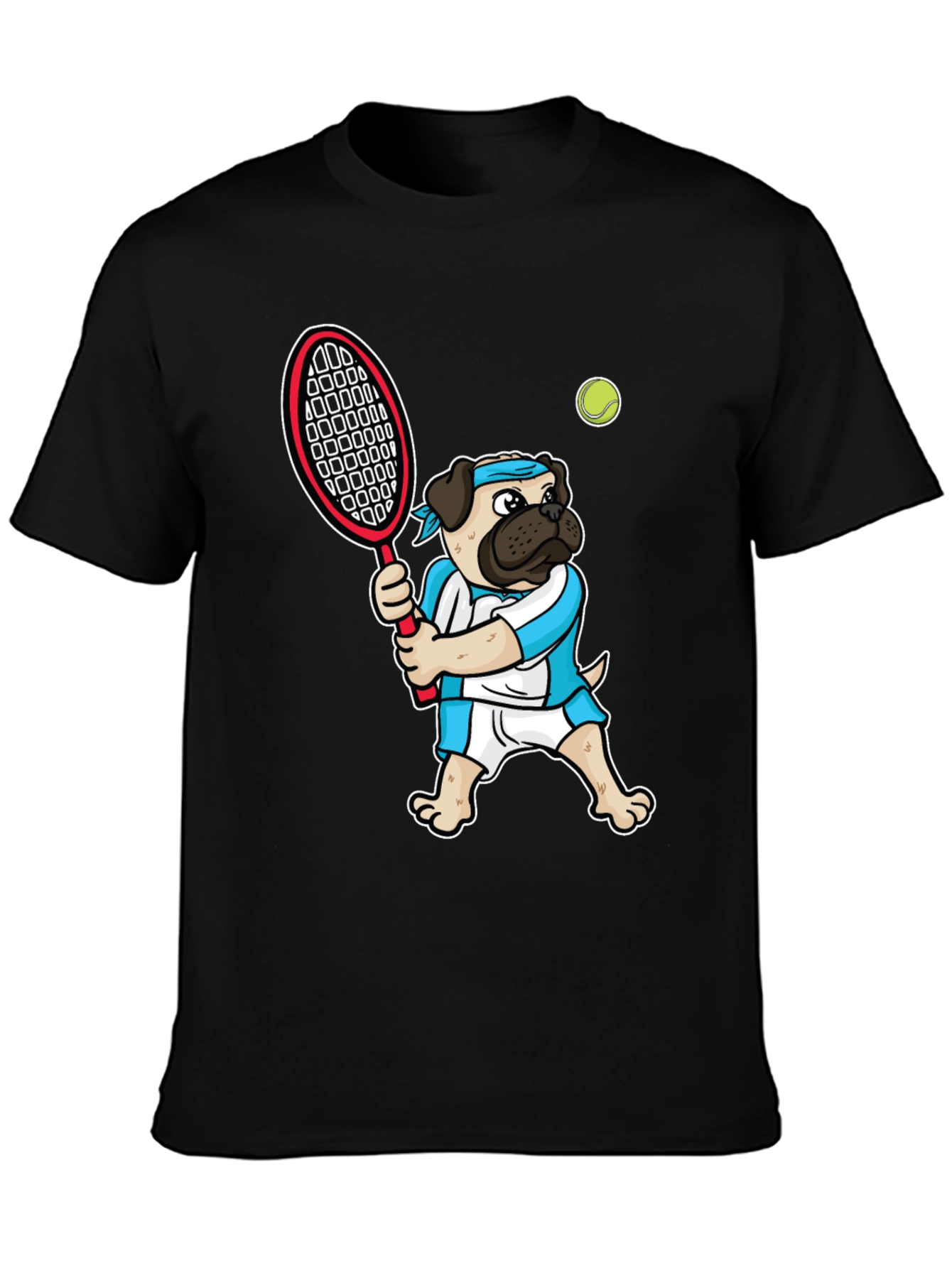 Pug Tennis Player Graphic T-Shirt