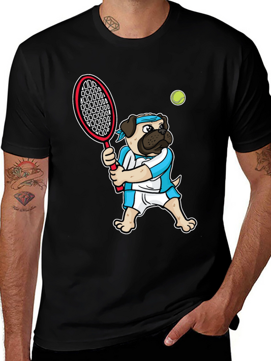 Pug Tennis Player Graphic T-Shirt
