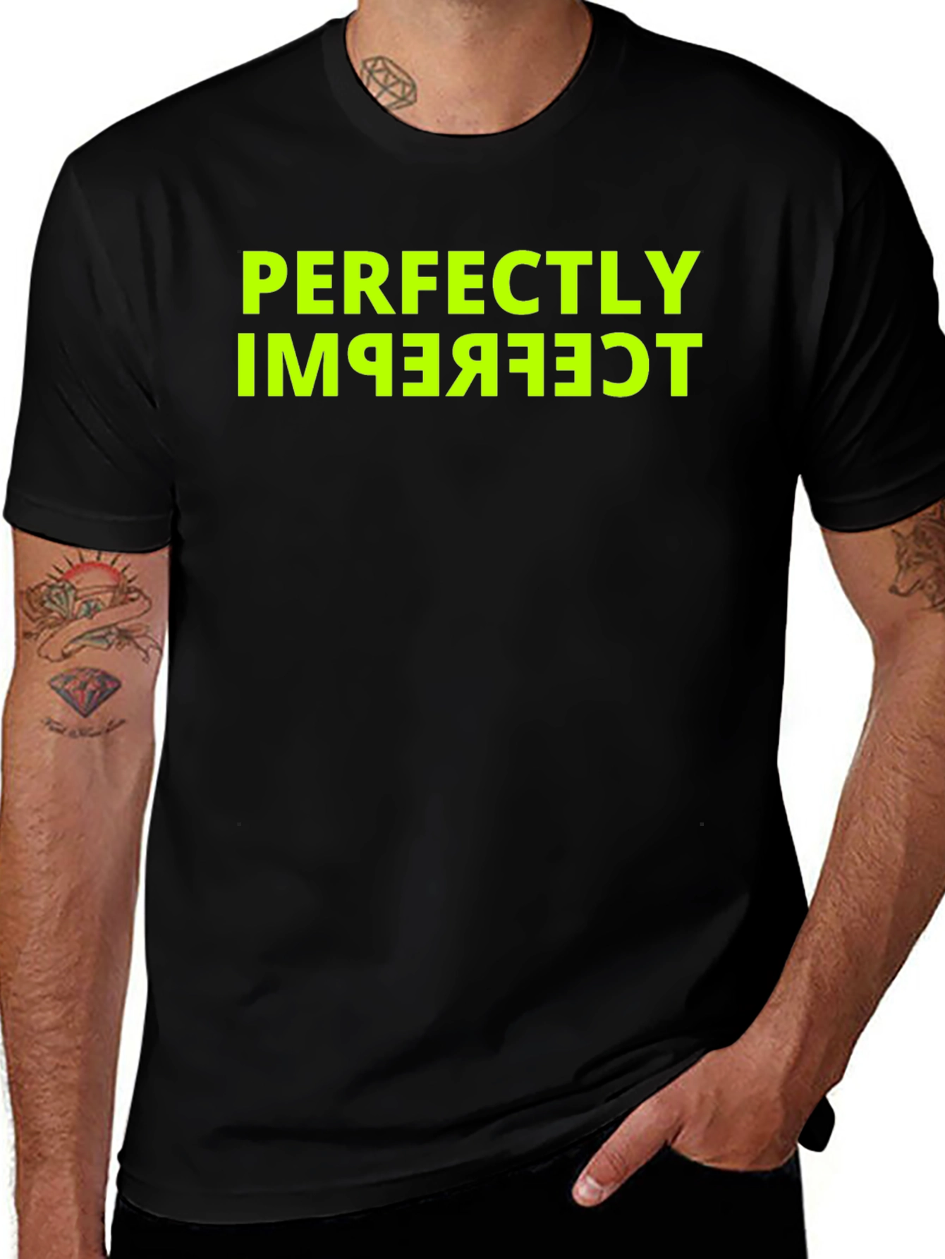 Perfectly Imperfect Funny Graphic Tee - Black
