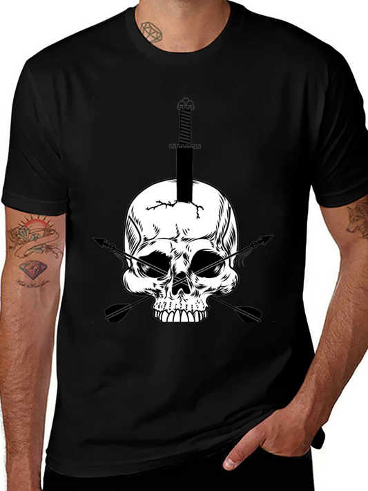 Skull & Sword Graphic Tee - Black Cotton T-Shirt