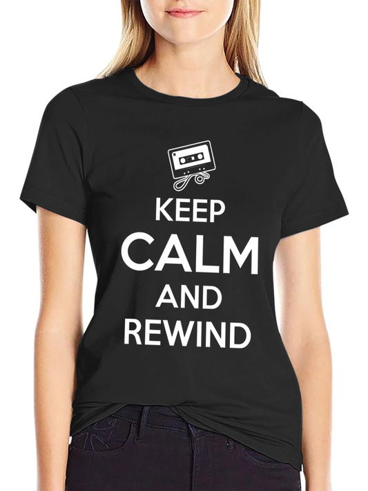 Keep Calm and Rewind Black T-Shirt