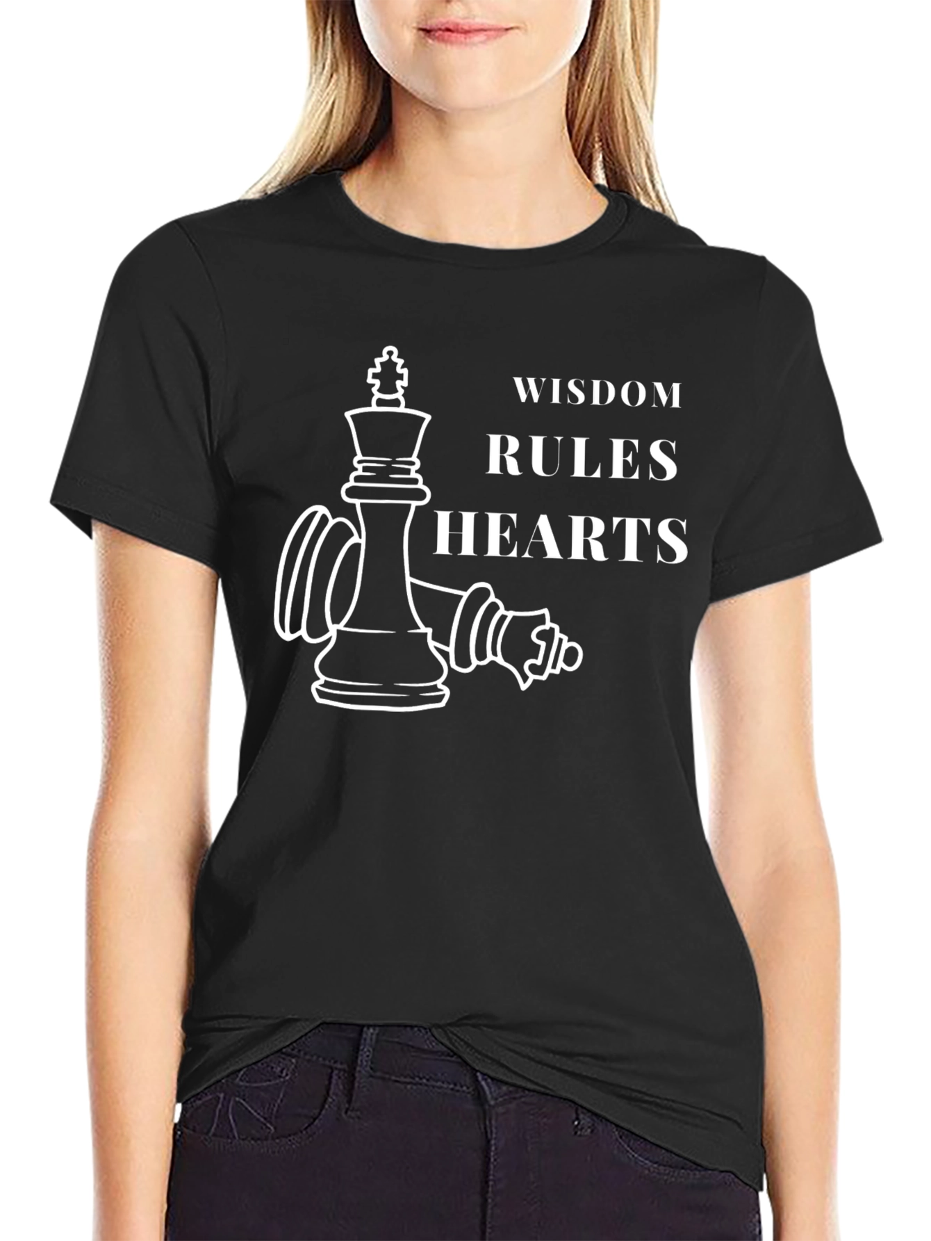 Wisdom Rules Hearts Black Graphic Tee