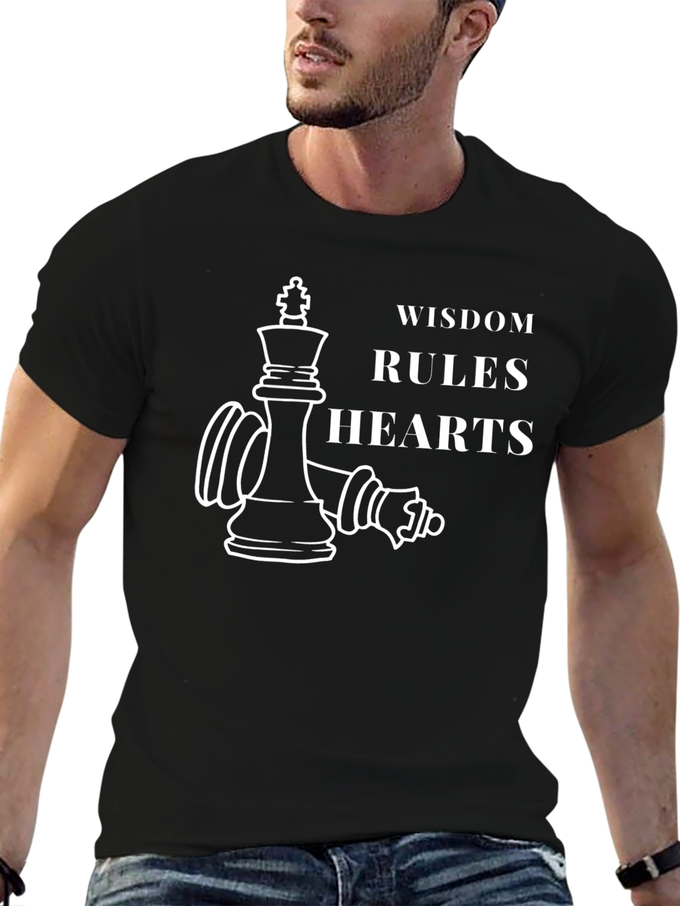 Wisdom Rules Hearts Black Graphic Tee