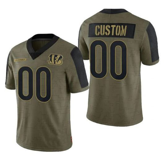 Custom1 Cincinnati Bengals Olive 2021 Salute To Service Limited Jerseys Name And Number Size S to 6XL Christmas Birthday Gift American Stitched Football Jerseys