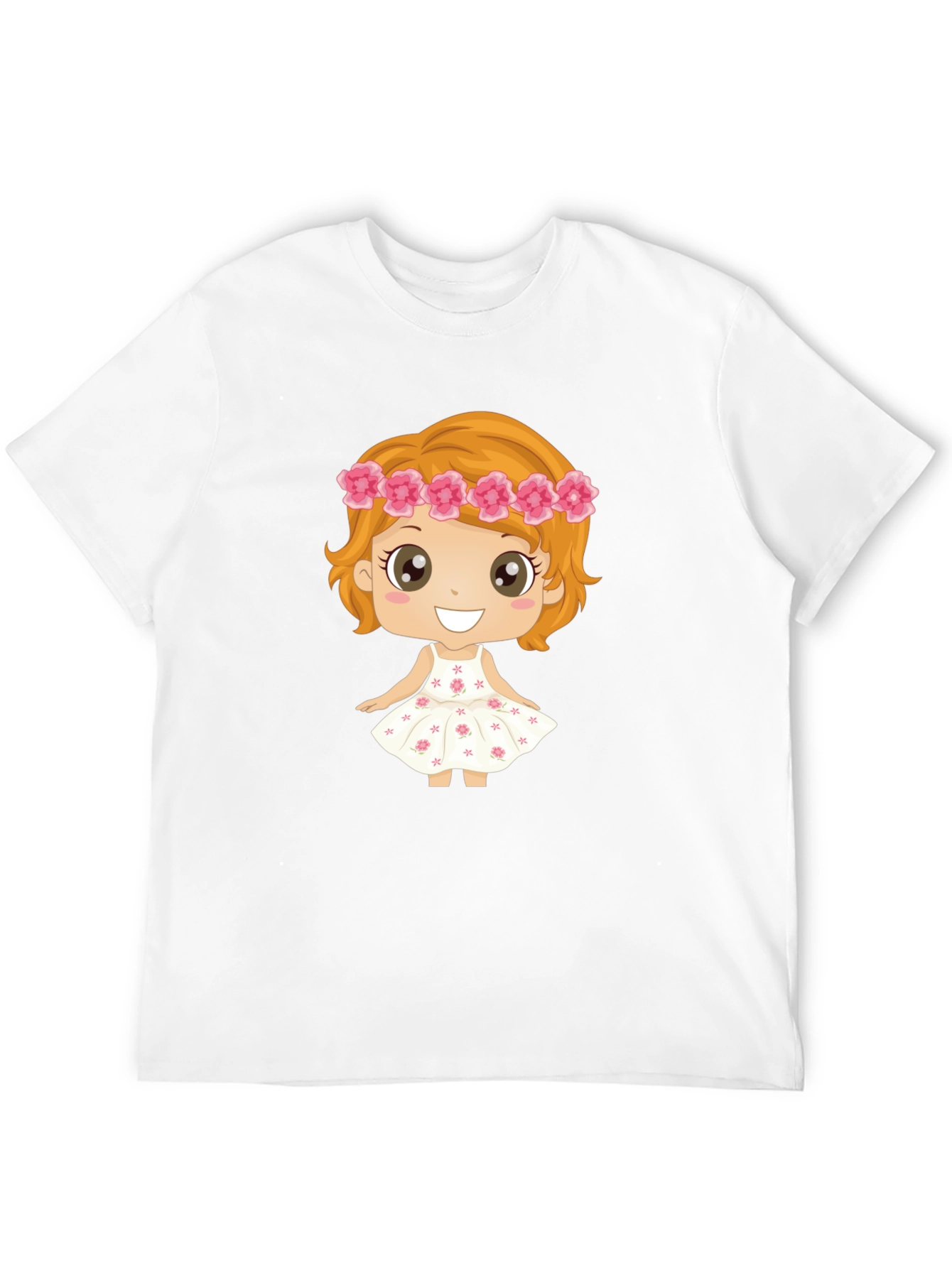 Cute Cartoon Girl Graphic Black T-Shirt