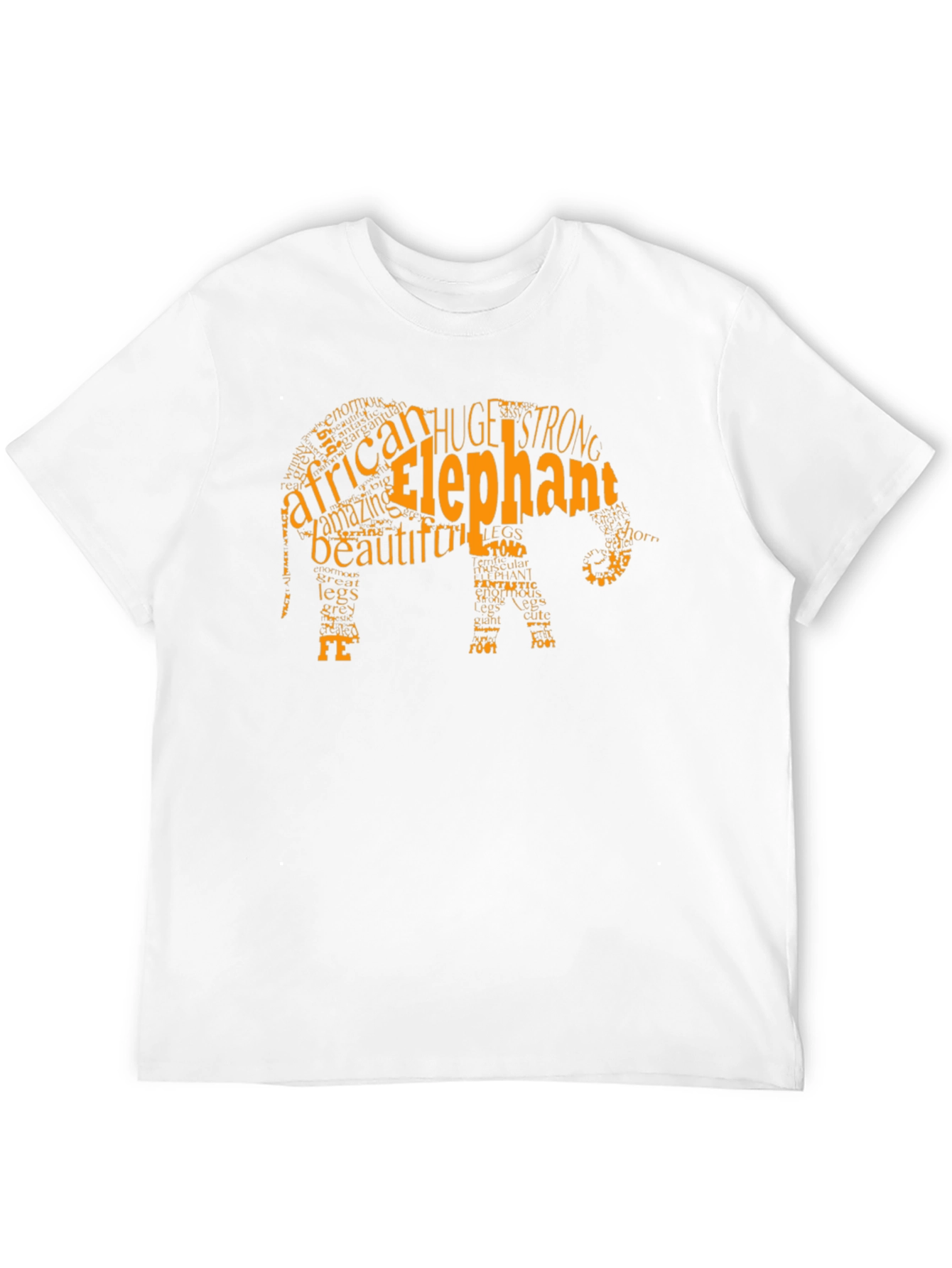 Elephant Word Art Mens Black T-Shirt