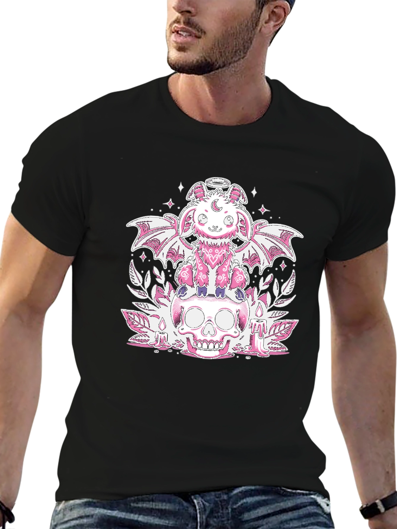 Cute Pastel Goth Skull T-Shirt - Black