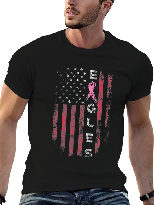Breast Cancer Awareness US Flag T-Shirt