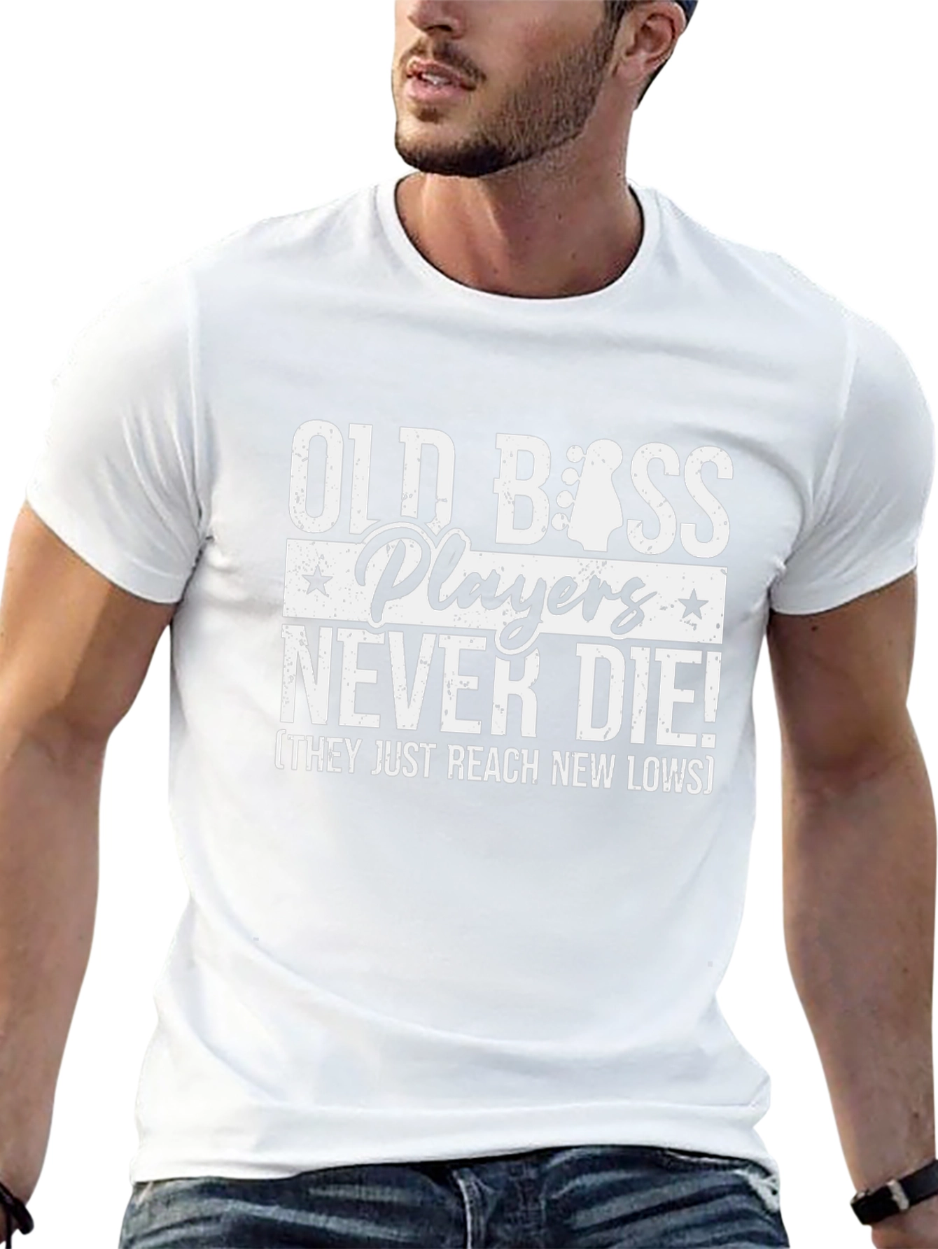 Old Bass Players Never Die Black T-Shirt