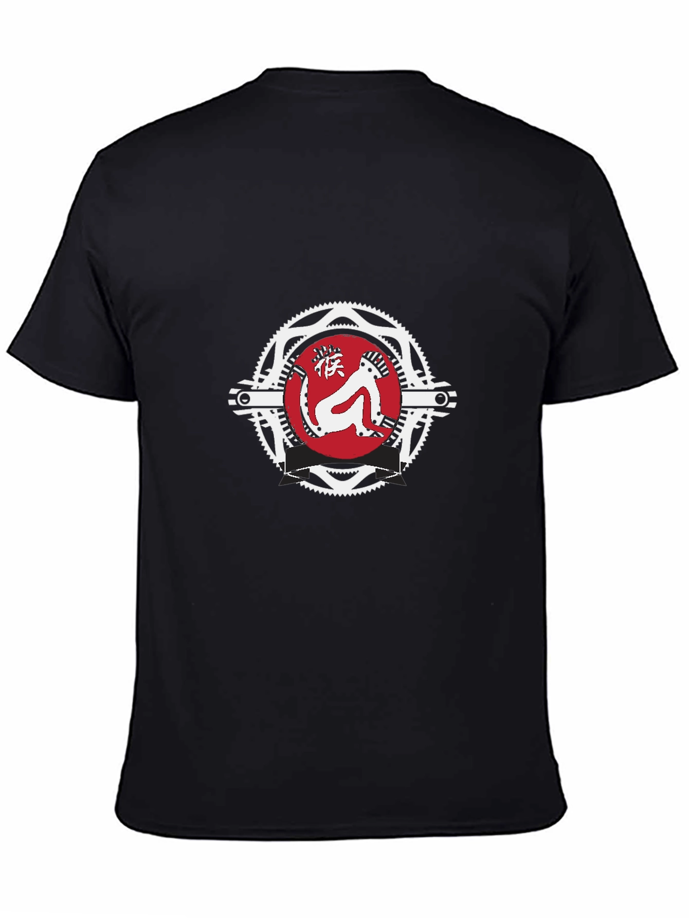 Graphic Tee: Red Monkey Emblem Black T-Shirt