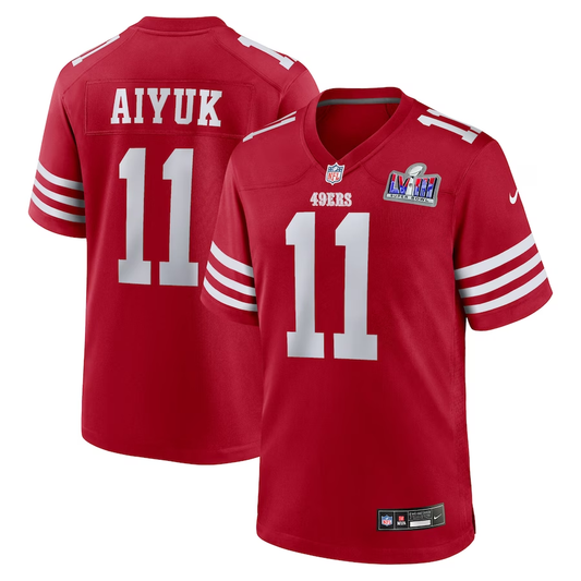 Men's San Francisco 49ers Brandon Aiyuk #11 Scarlet Super Bowl LVIII Game Jerseys