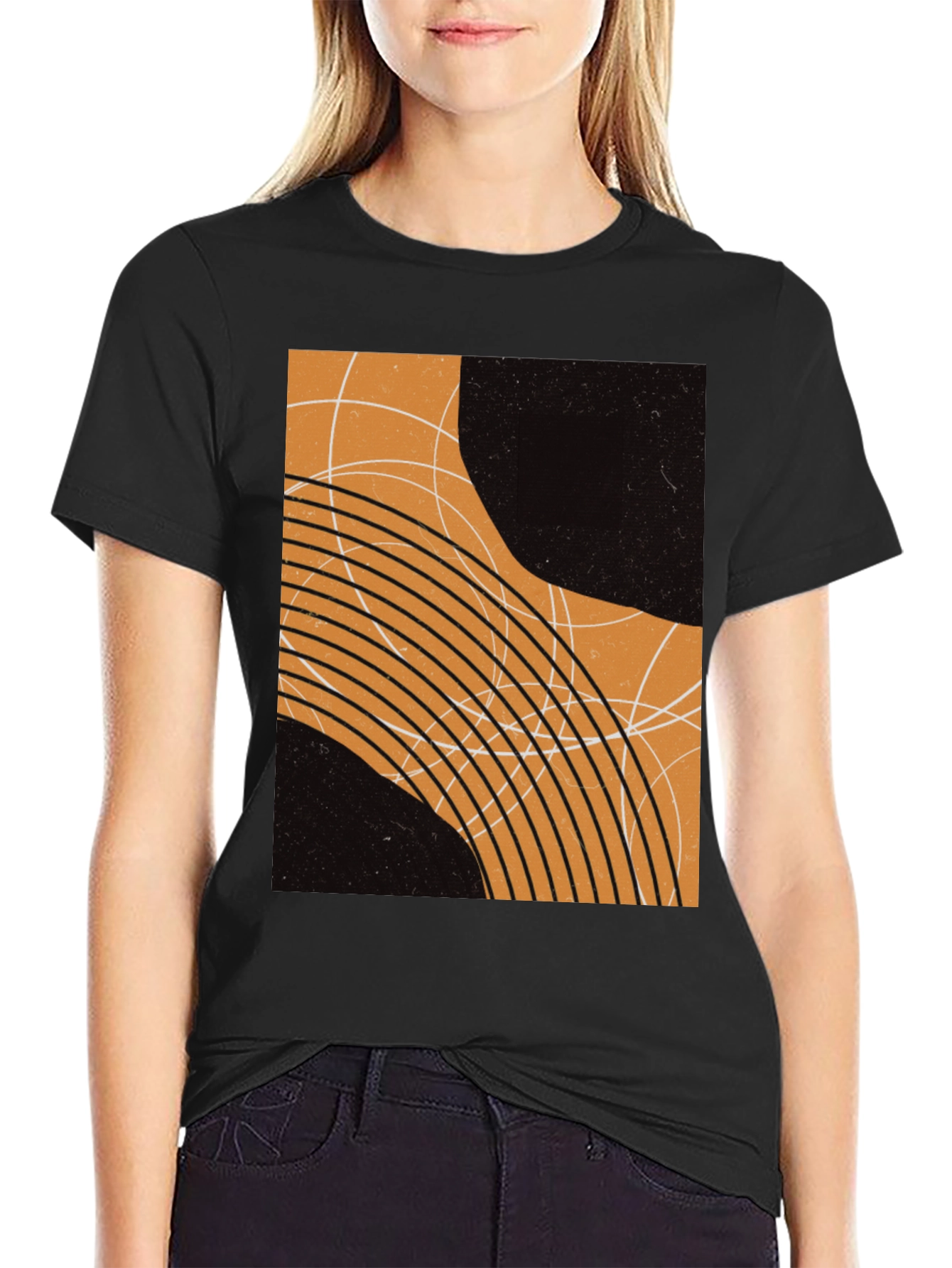 Abstract Graphic Print Black T-Shirt