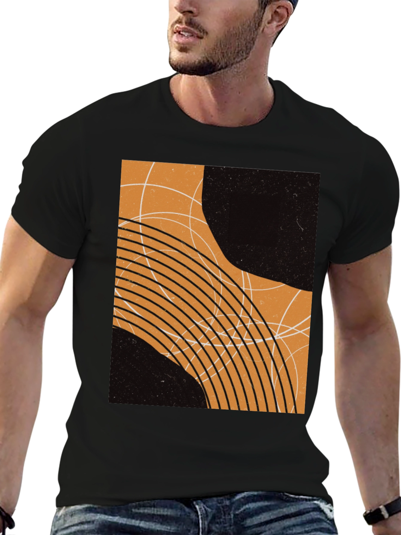 Abstract Graphic Print Black T-Shirt