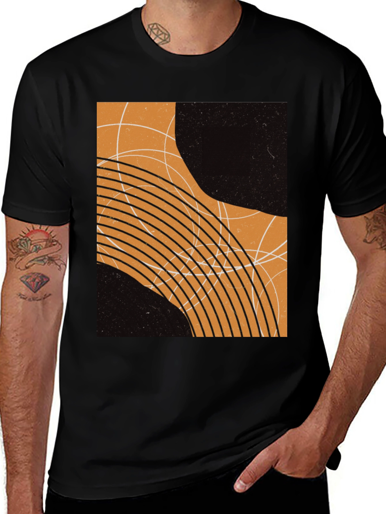 Abstract Graphic Print Black T-Shirt