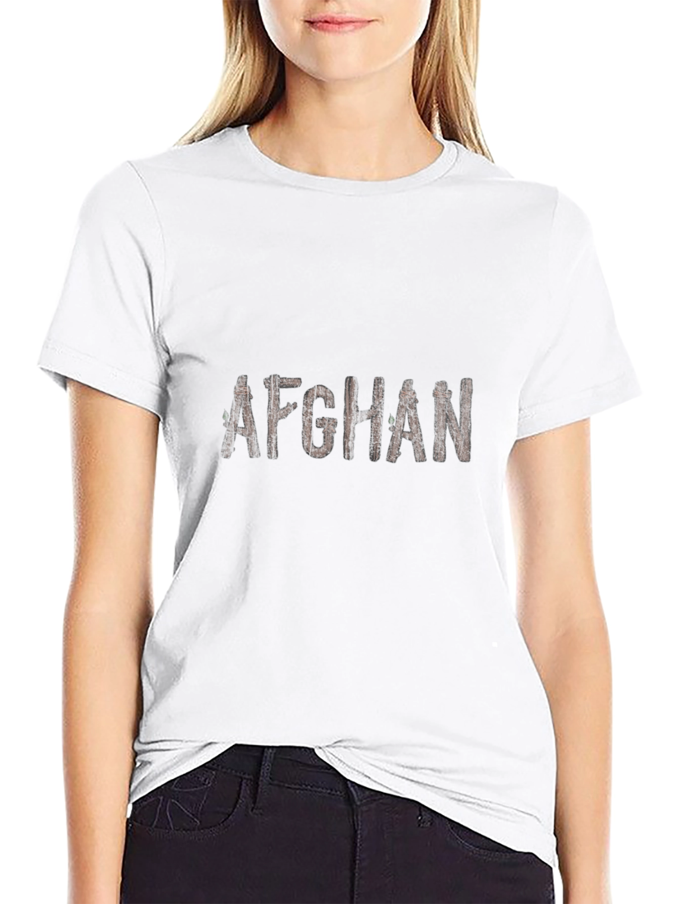 Afghan T-Shirt - Rustic Wood Lettering