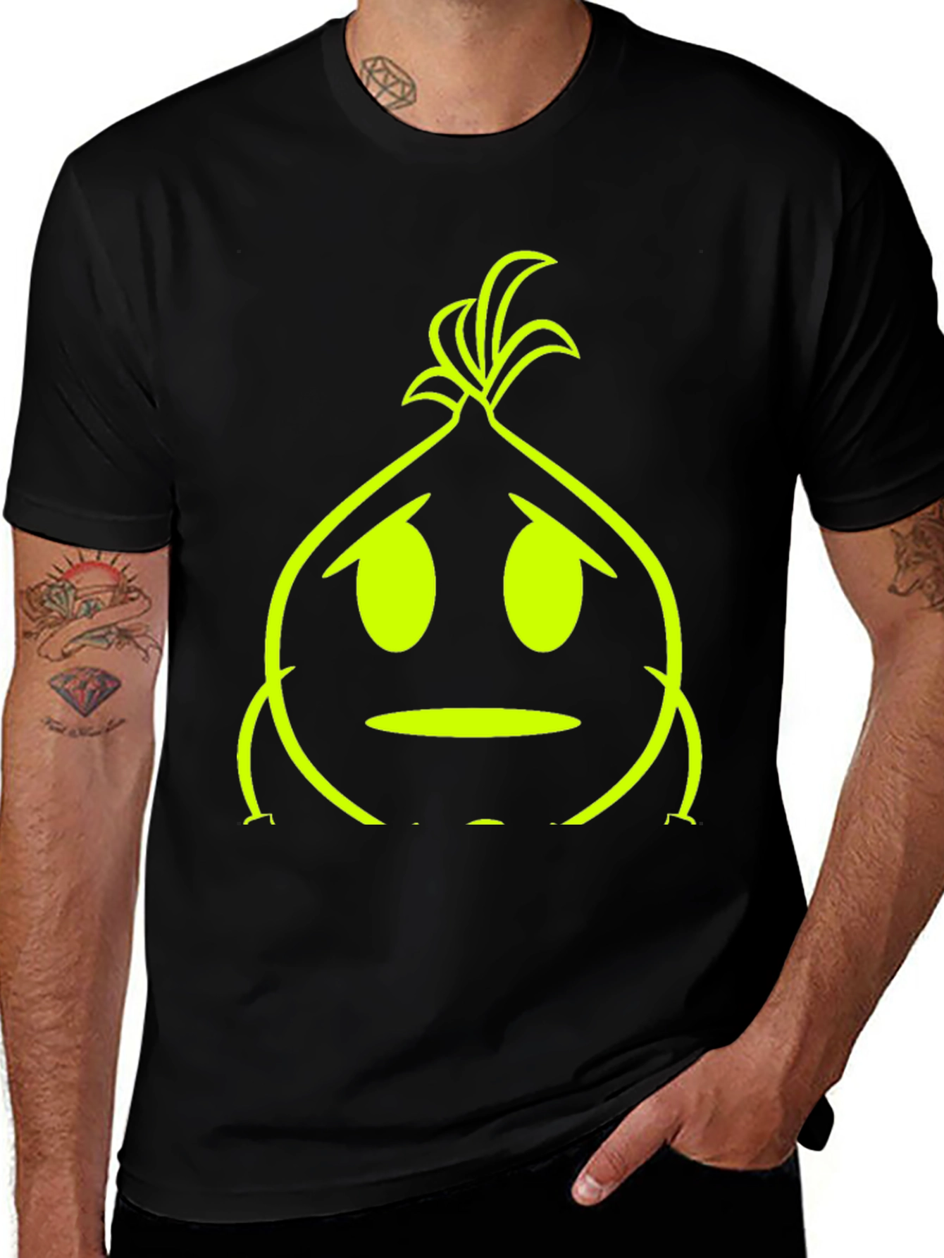 Sad Onion Graphic Tee - Black Cotton T-Shirt