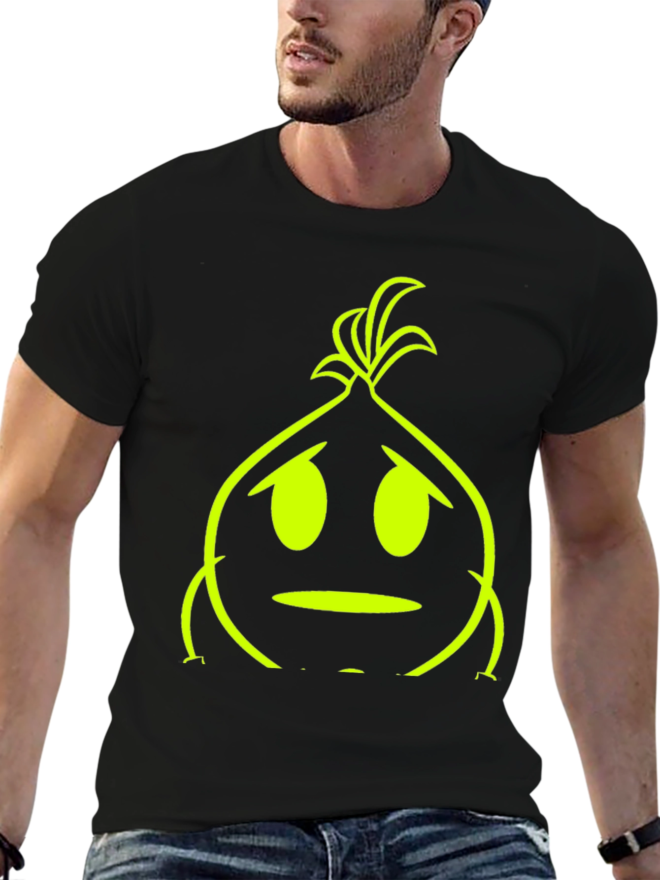 Sad Onion Graphic Tee - Black Cotton T-Shirt