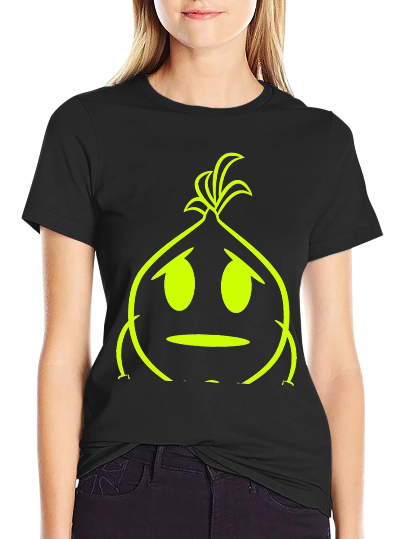 Sad Onion Graphic Tee - Black Cotton T-Shirt