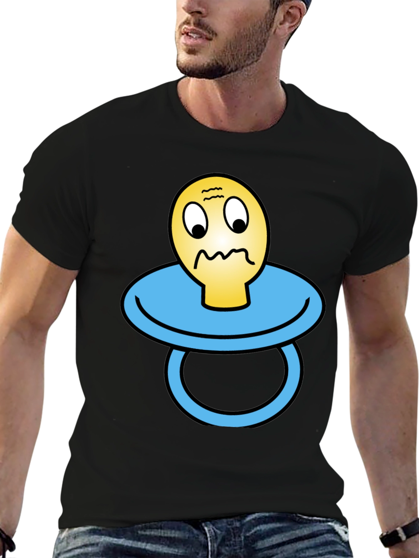 Novelty Pacifier Face Graphic T-Shirt