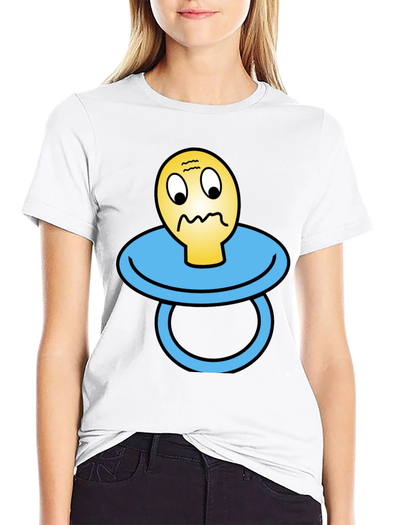 Novelty Pacifier Face Graphic T-Shirt