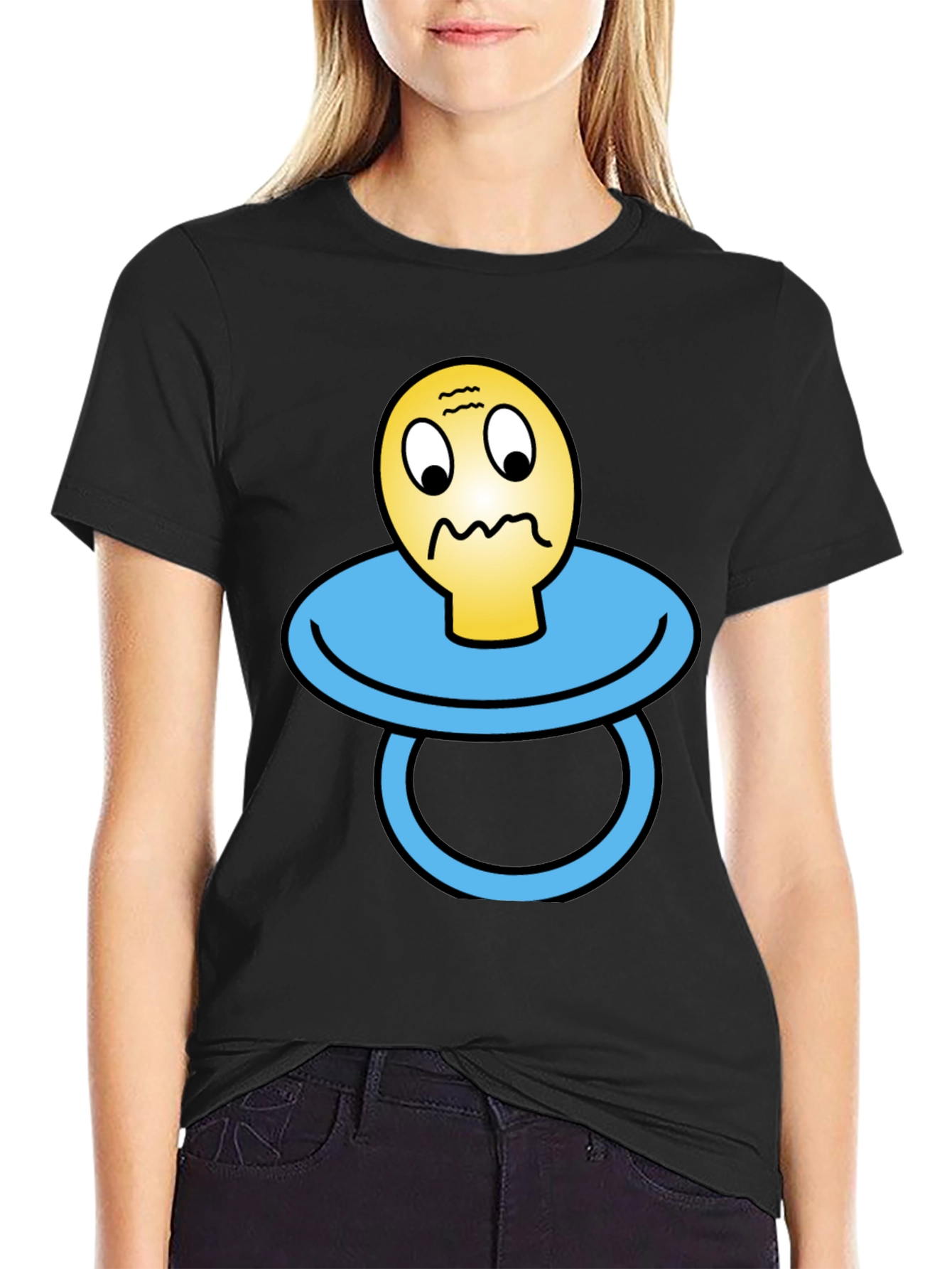 Novelty Pacifier Face Graphic T-Shirt