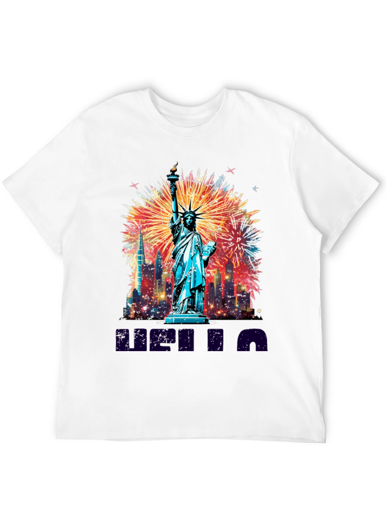Statue of Liberty Fireworks Graphic Tee