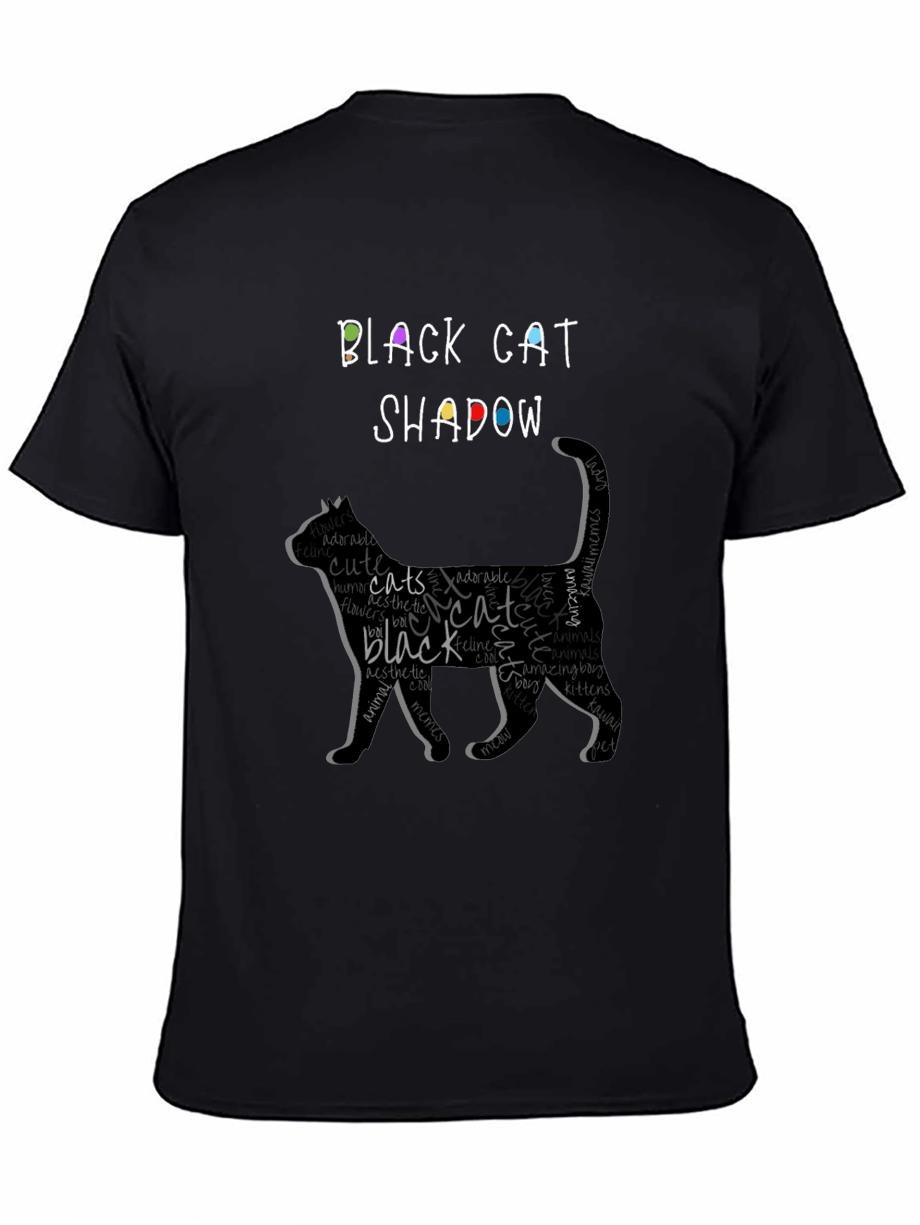 Black Cat Shadow Word Art Graphic T-Shirt