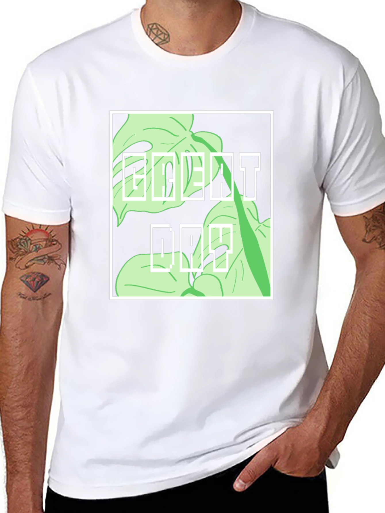 Urban Monstera Leaf Graphic Tee - Everyday Cool