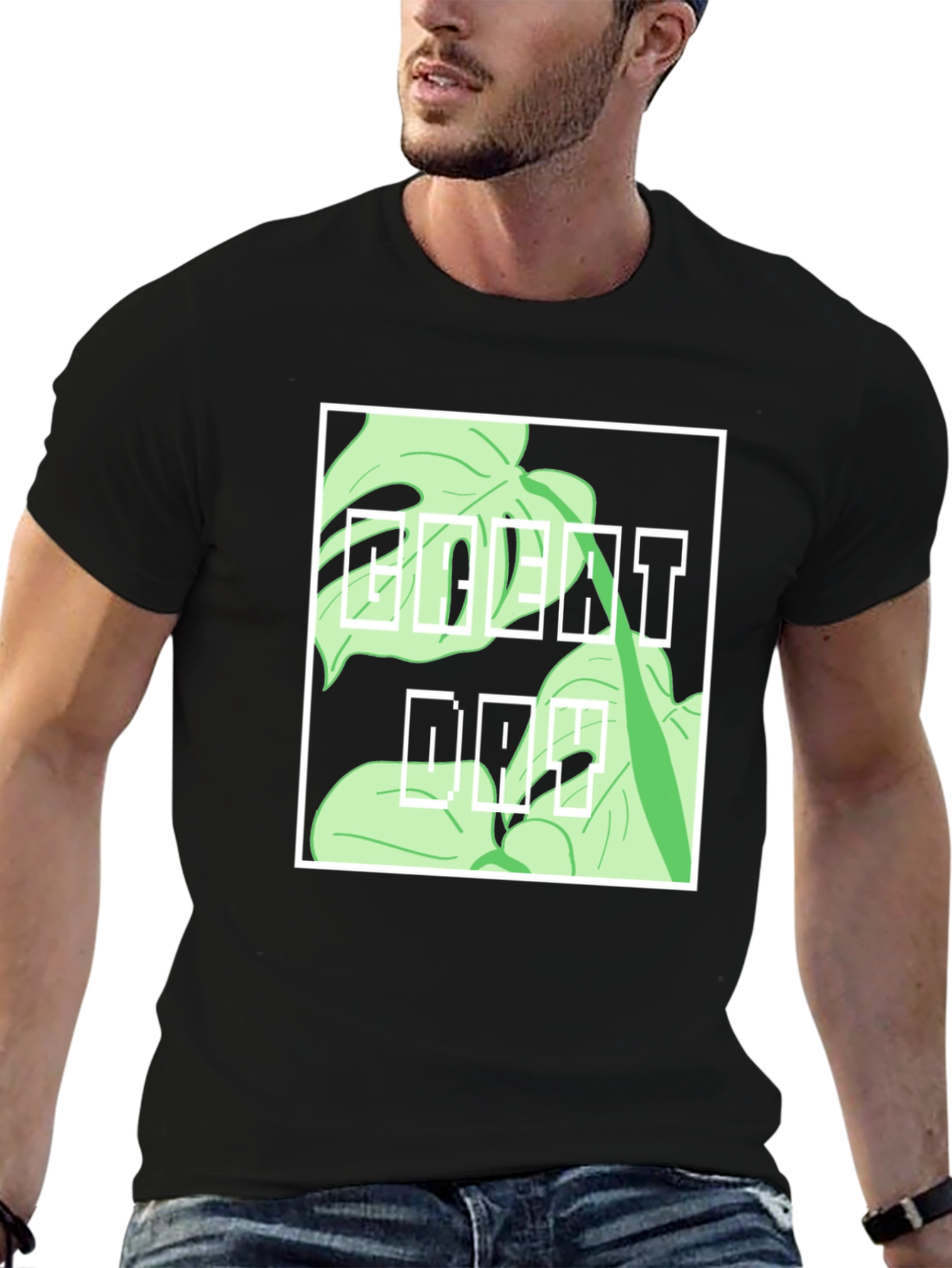 Urban Monstera Leaf Graphic Tee - Everyday Cool