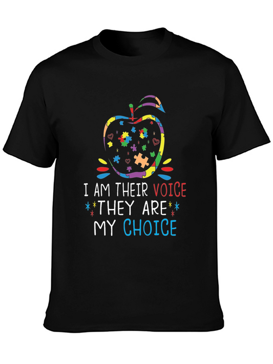 Autism Awareness Apple T-Shirt - I Am Their Voice