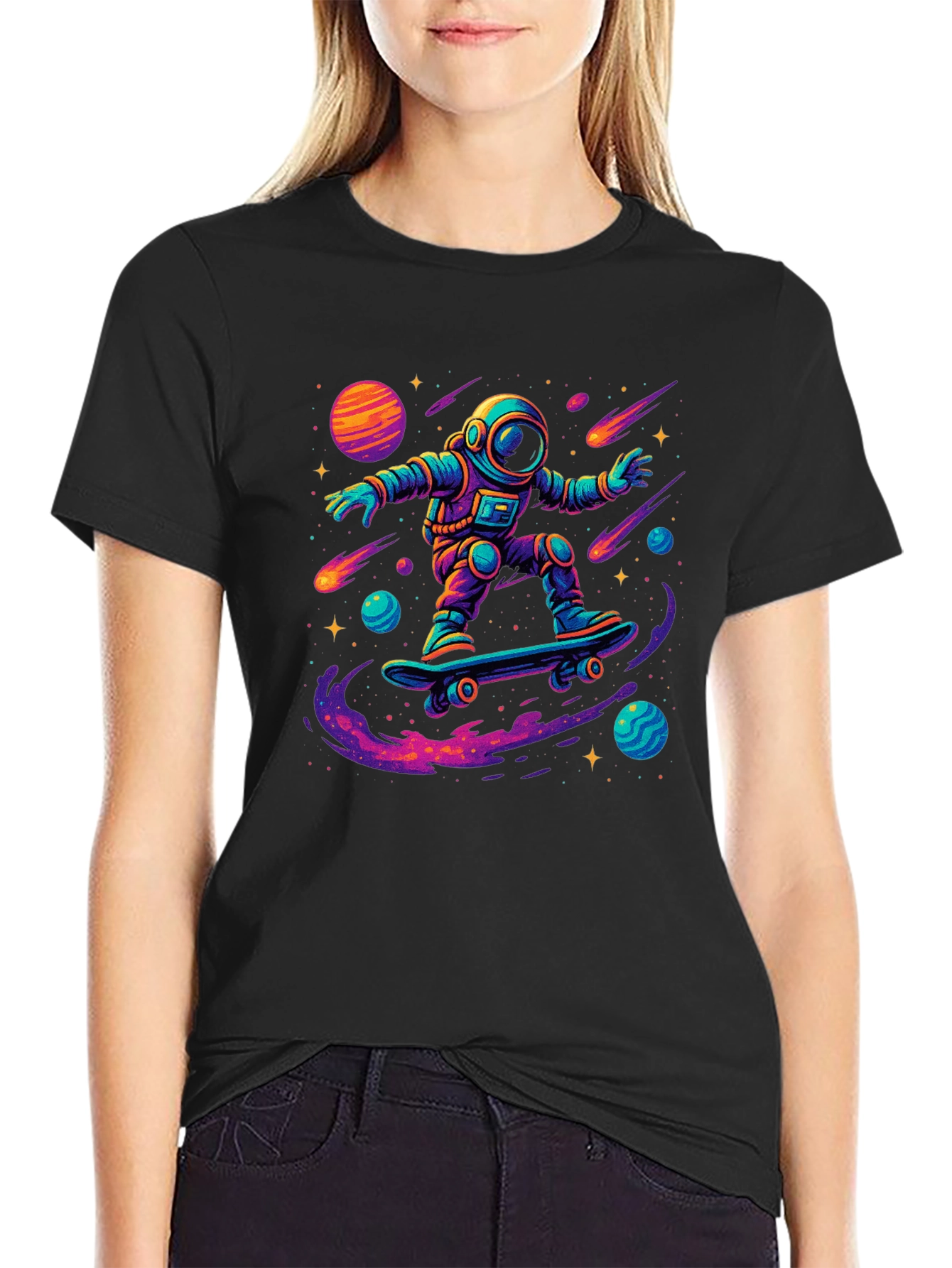 Astronaut Skateboarder Graphic T-Shirt