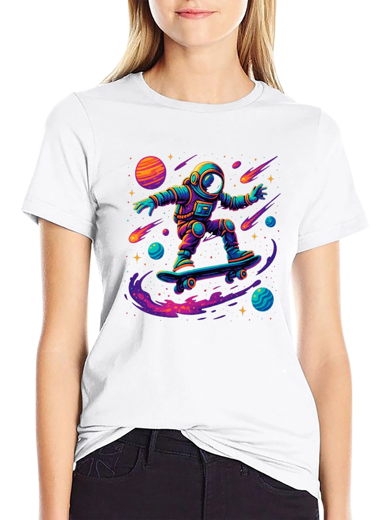 Astronaut Skateboarder Graphic T-Shirt