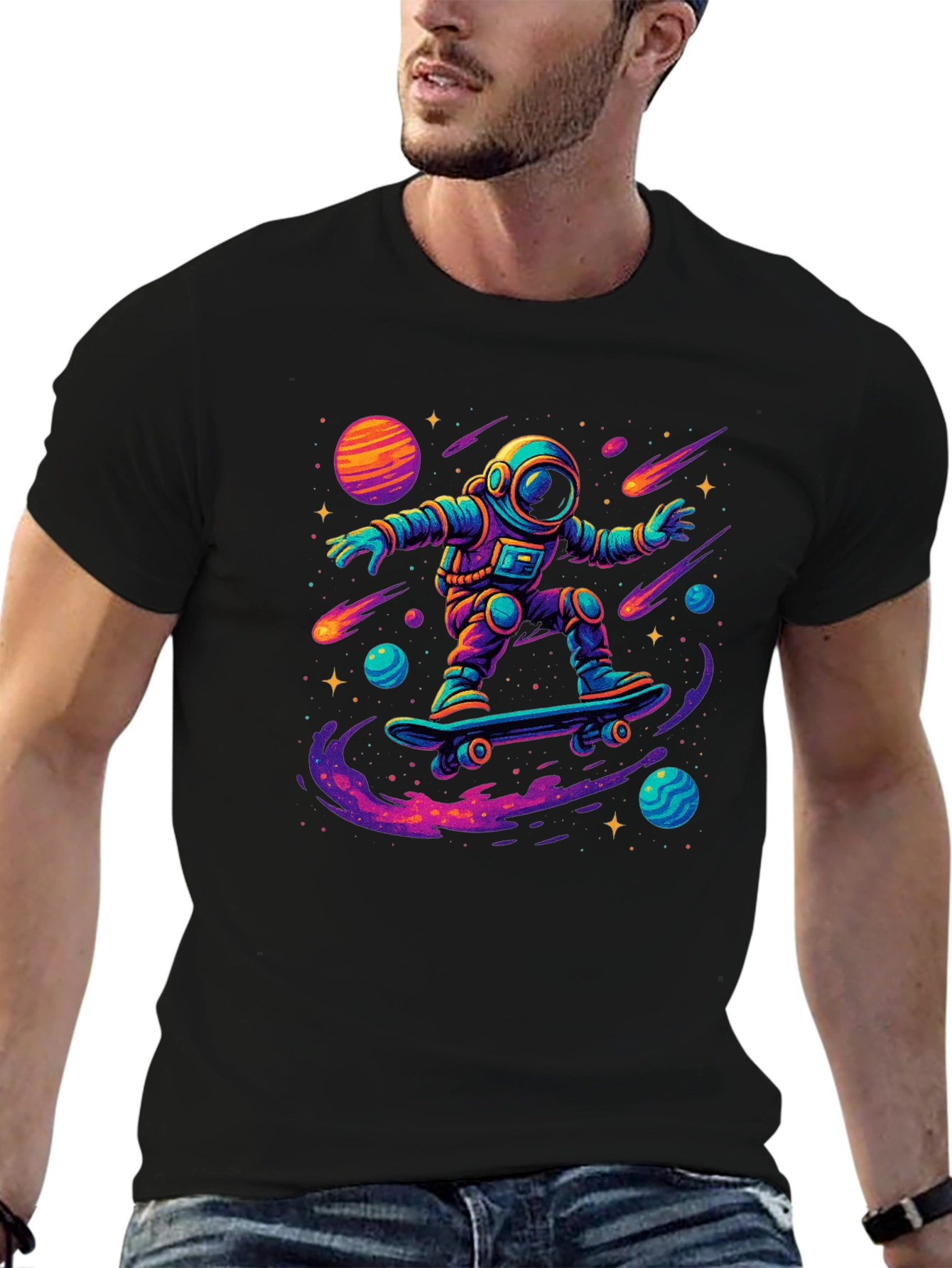 Astronaut Skateboarder Graphic T-Shirt