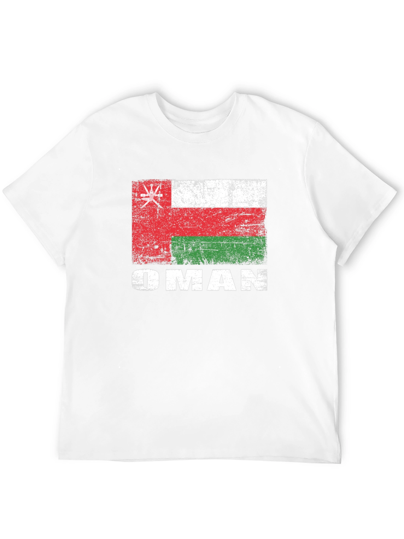 Oman Flag T-Shirt - Distressed Style Black Tee