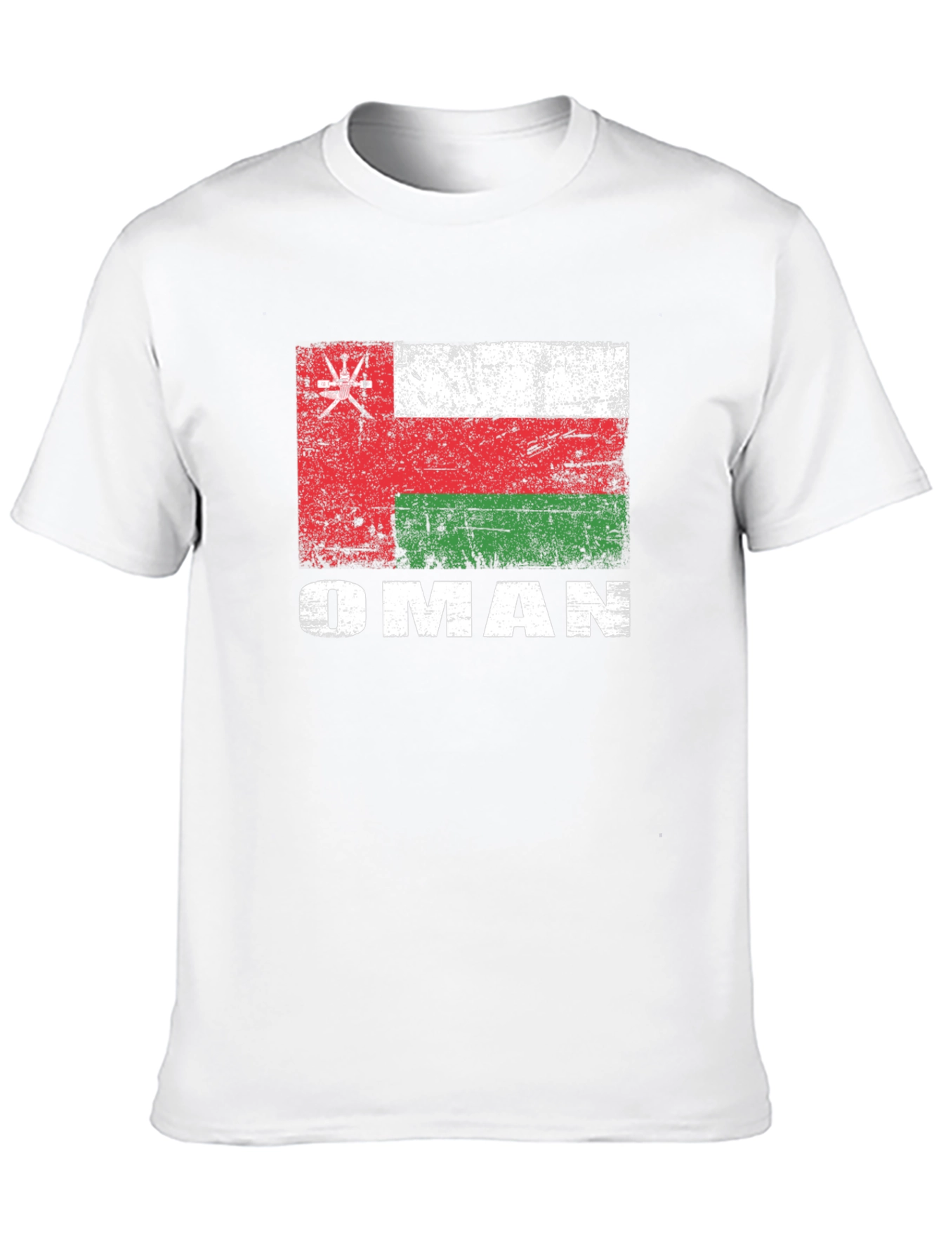 Oman Flag T-Shirt - Distressed Style Black Tee